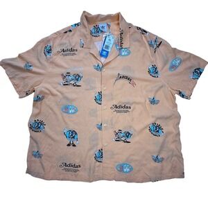 Adidas Originals Resort Shirt Acid Orange Cartoon Graphic Button Down IT8178 2XL